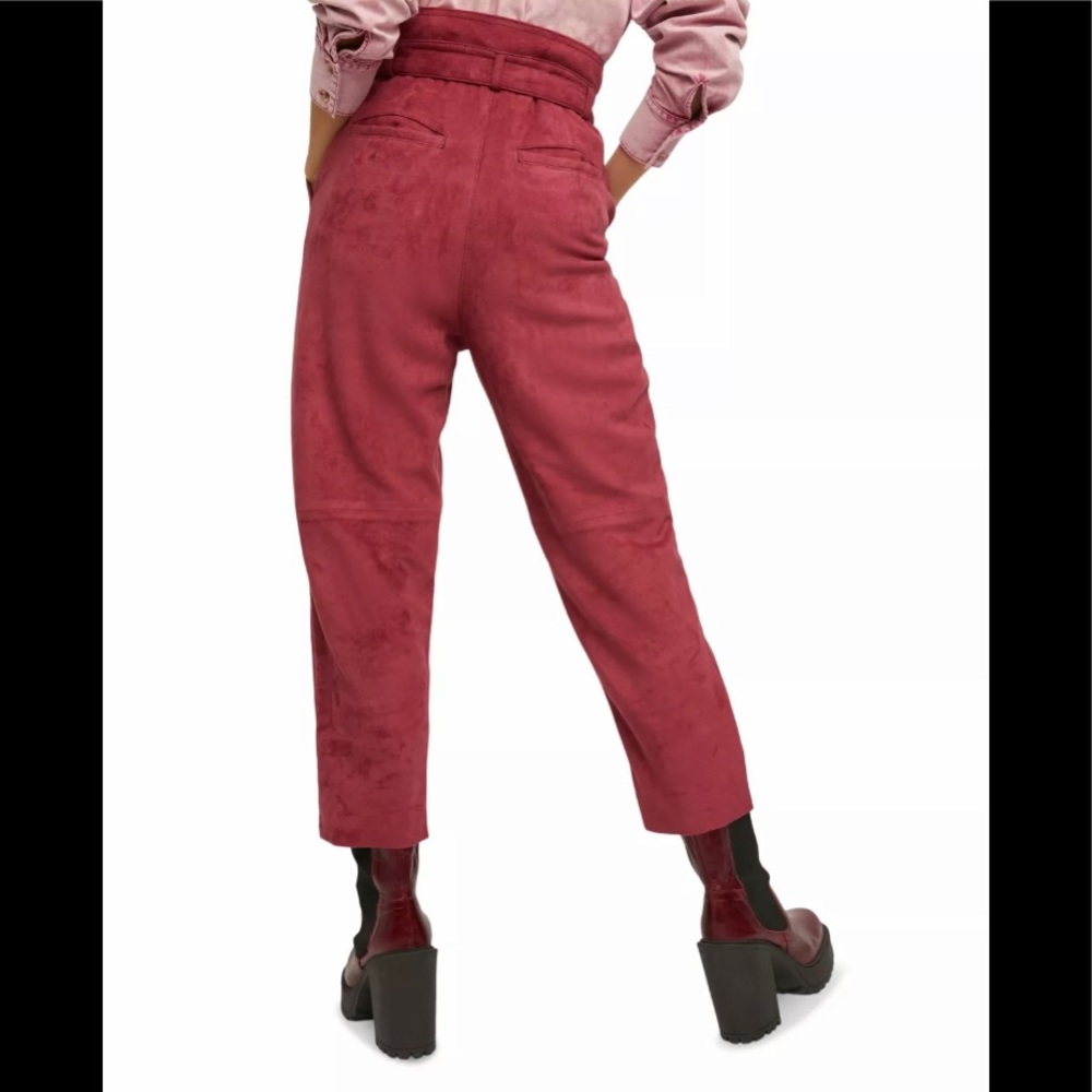 FREE PEOPLE SIZE 10 VEGAN SUEDE PANT QUEEN POMEGRANATE COLOR NIGHTFALL NWT